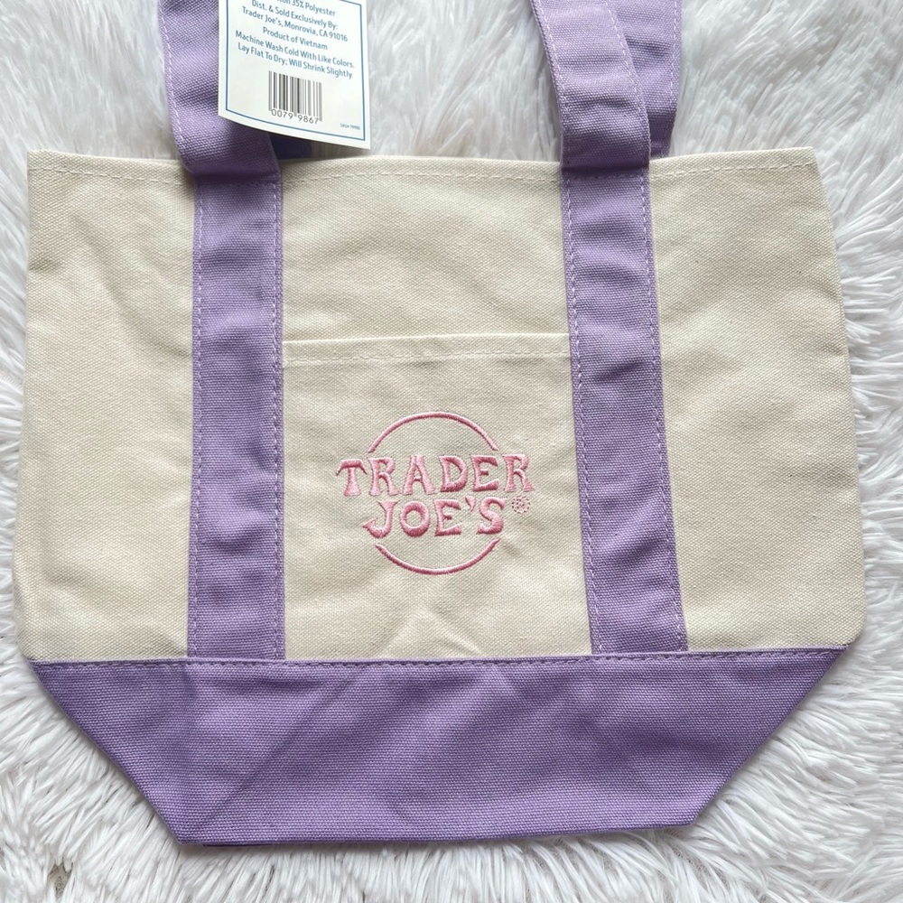 Trader Joe’s Mini Canvas Tote Bags Pastel Collection - Picture 3 of 3